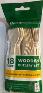 Party Moments Wooden Cutlery Set 